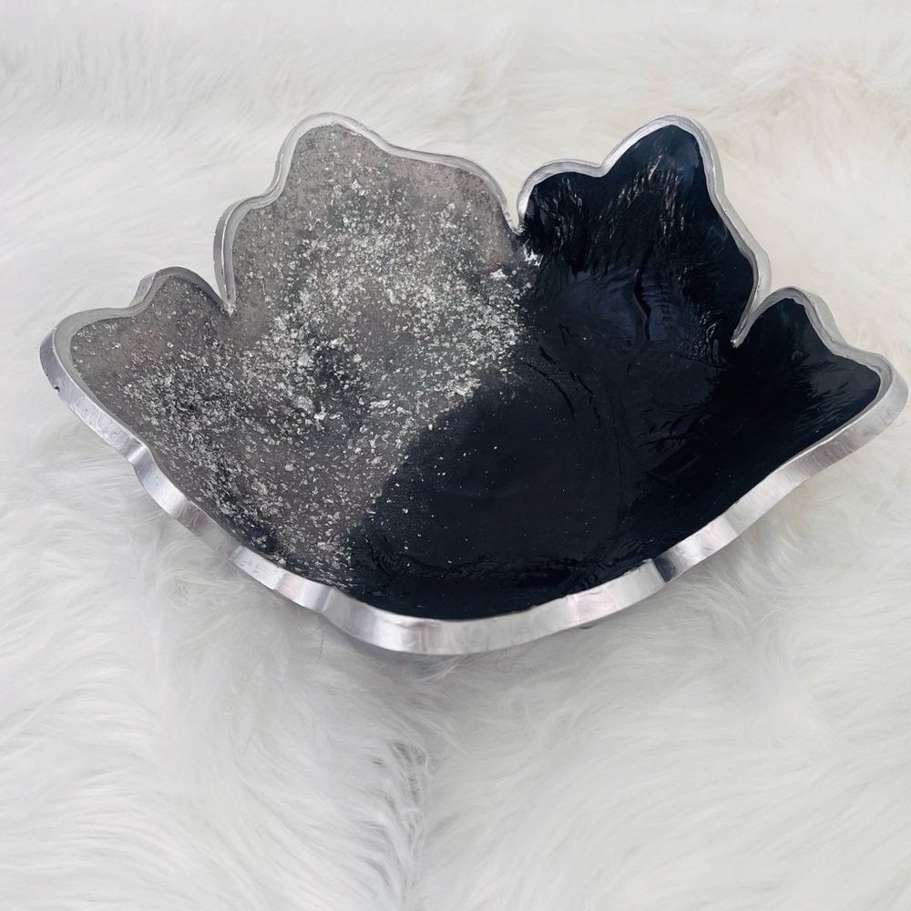 Silver and Intense blue scalloped Decorative Bowl
